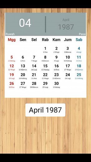 #kalender #apri #1987 #hari#harikelahiran #kalenderlawas #kalenderjadu...
