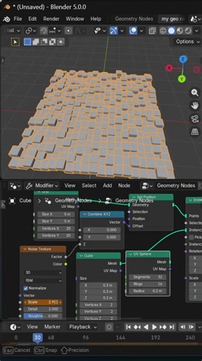 2c Borken tile effect blender geo node tutorial #trading #3dmodeling #blendergeometrynodes