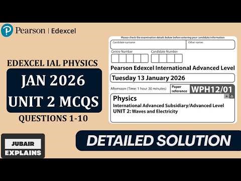 IAL Physics Jan 2026 Unit 2 | MCQs | Edexcel