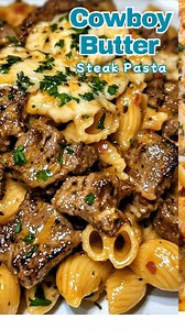 3.1K views | Garlic Cowboy Butter Steak Bites with Cheesy Shell Pasta...