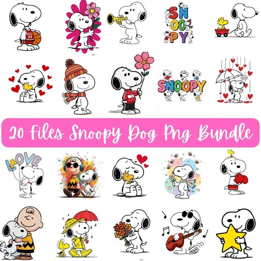 Snoopy Cartoon Dog PNG Bundle: Snoopy Style Clipart Digital Download - Etsy