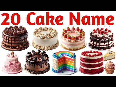 20 केक के नाम | Learn 20 Cake Names in English with Pictures Easy Cake Names Learning Video
