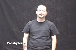 Watch how to sign 'Presbyterian' in American Sign Language.