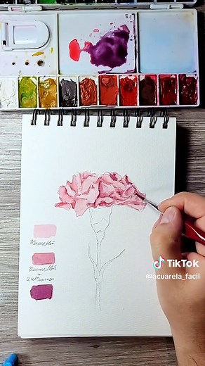 Ejercicio de acuarela para principiantes, si estas iniciando en acuarela no te pierdas este video y si deseas adquirir la plantilla en PDF con el dibujo y los colores usados solo pídela en los comentarios y te comparto por interno el link de descarga. En este ejercicio se explica el paso a paso del proceso de pintura de un clavel, es un ejercicio que toma poco tiempo pero que te ayuda a practicar las diferentes técnicas de la acuarela, espero sea de ayuda y no olvides seguir mi cuenta, dar me gu
