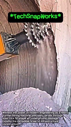 Heavy Tunnel Boring Machine Carving Through Solid Rock #worker #process #tunnel #excavator