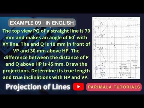 Projection of Straight Lines_ Example 09_ Engineering Drawing_ Manual Drawing