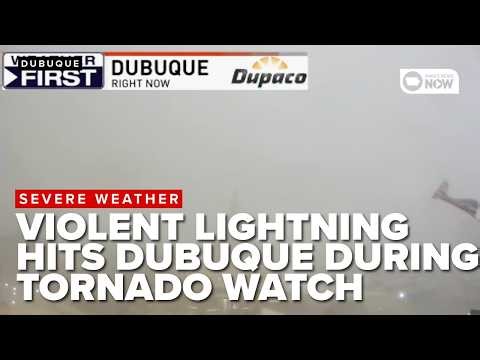 WATCH: Dubuque sees violent lightning during tornado watch