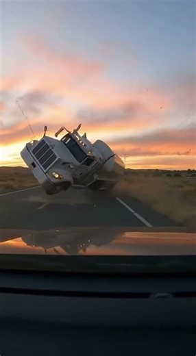 OMG! Massive Tanker Flips After Tire Explodes #shorts #dashcam