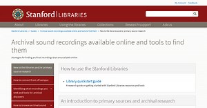 Guides: Archival sound recordings online and tools to find them: New to the libraries and/or primary source research