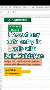 Excel Data Validation: Lock Cells - Prevent Any Entry (Pro Tip)
