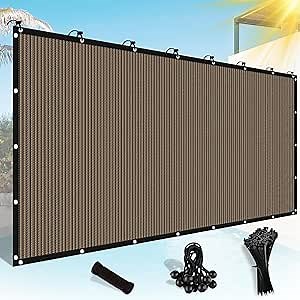 Shade&Beyond Customized Size 90% Sun Shade Cloth with Grommets, 08' X 10' Pergola Shade Cover Canopy, Mesh Tarp Sun Screens for Patio, Outdoor, Garden, Backyard, Mocha, GN05