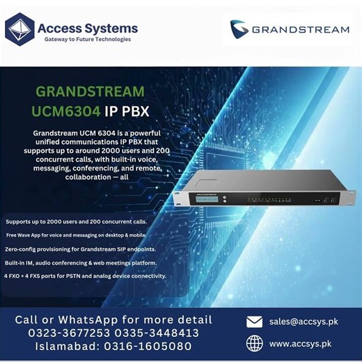 Grandstream IP PBX 6300 Series IP PBX (6302, 6304, 6308) In Pakistan