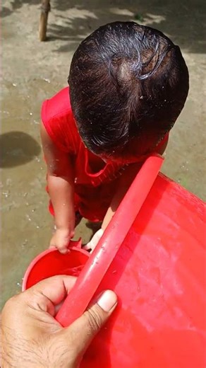 cute baby Bathing in yard// কিউট সোনা মনির গোসল #shorts