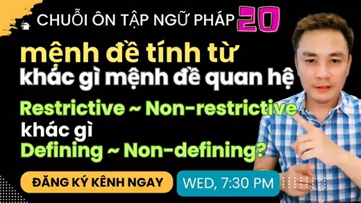 NGỮ PHÁP 20: MĐ Tính Từ Khác gì MĐ Quan Hệ, Restrictive, Non-Restrictive Khác gì Non/Defining --------- Tham gia nhóm Zalo của Lang Kingdom để dự khóa học tiếng Anh KHAI MỞ MIỄN PHÍ của thầy Thắng Phạm: 👉 https://joinzalo.langkingdom.com #langkingdom #hoctienganhonline #tienganhgiaotiep | Lang Kingdom Vietnam - HelloChao