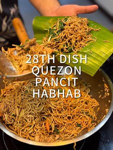 Around The Philippines in 82 Dishes 28th Dish: Quezon - Pancit Habhab INGREDIENTS: Garlic - 4 cloves Red onions - 1 whole Pork cuts - 200g Pork liver - 100g Carrots - 1 whole Sayote - 1 whole Petchay Native - 3 stalks Soy sauce - 1/2 cup Salt - pinch Pepper - pinch Chicken cubes - 1 pc Pancit Habhab noodles - 1 pack Itlog ng pugo - 10pcs PROCEDURE: 1. Saute the carrots and sayote. Set aside. 2. Saute garlic and onions. 3. Saute the pork and liver. Set aside the liver. 4. Add gripo stock, soy sau