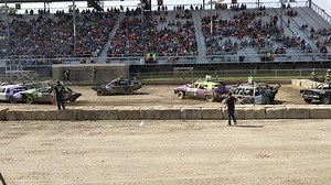 "Your iron gladiators, entering the arena for your thrills!" From the Pro Stock Full-Size round of Saturday's Demolition Derby at the Crawford County Fair. http://www.meadvilletribune.com/news/fair-winds-up-a-smashing-success-thanks-to-demo-derby/article_9ce6916a-8ad5-11e7-adbd-2b1bc7eeeaa5.html | The Meadville Tribune