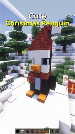 Cute Christmas Penguin in Minecraft – Winter Decoration | CupSapling #minecraft #shorts #christmas