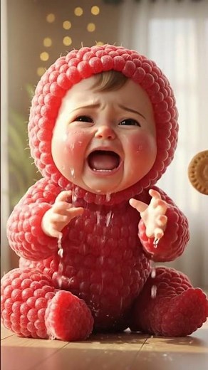 Raspberry Baby Crying to Smiling | AI Crystal ASMR 🍪💧✨