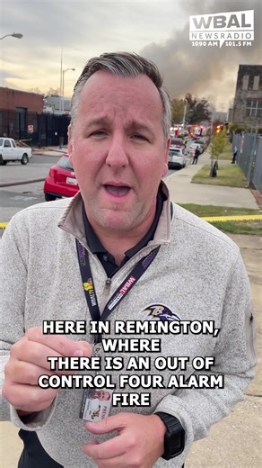 Fire officials say the blaze that broke out Friday afternoon at a two-story commercial building on the 400 block of West 23rd Street in North Baltimore remains active and is expected to burn well into the night. Firefighters are continuing to douse the building with water and maintain a defensive position to keep the flames from spreading. The building houses two businesses, a woodworking shop and a textile business. Crews initially made an aggressive interior attack, but worsening conditions an