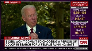 Joe Biden declines to say more about who's in the running to be his vice president: "There are women of color under consideration and there are women from every part of the country under consideration — there's a lot of really qualified women that are ready to be president." https://cnn.it/2XvMsAe | CNN Politics