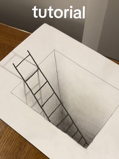 Dibujo de hoyo 3D con escaleras: Tutorial de sombras