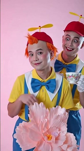 Tweedledee and Tweedledum from Alice in Wonderland. ☕🎩