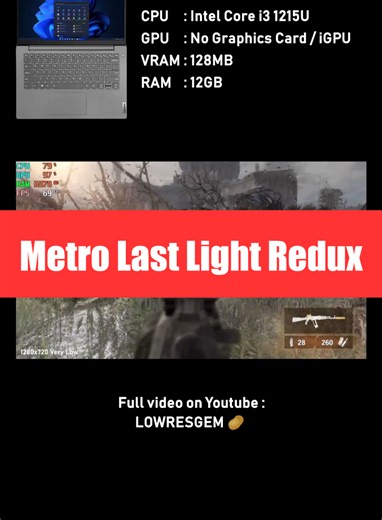 Metro Last Light Redux on Low-End PC Without GPU