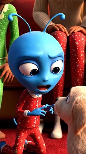 Alien Kid Opens the Wrong Christmas Gift… Oops 😂🎁#festivealienfriends#funnyholiday#pixarstyle#shorts