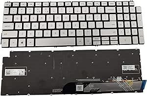 Moon2020 Replacement Backlit Keyboard Compatible with Dell inspiron 5508 5501 5584 5590 5593 5594 5598 Series Laptop Silver Frame US Layout