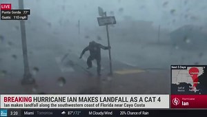 Don’t try this at home! 😳 The The Weather Channel’s Jim Cantore was literally hit by a flying tree branch during a live report in Punta Gorda, FL. Wind gusts at 110 mph. "I just went a couple rounds with Rocky Balboa," Cantore says after stepping out of the direct winds. He says he and his crew are "all good." | John-Carlos Estrada CBS Austin