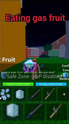 Eating gas fruit in Blox fruit #fruit #devilfruit #bloxfruits #roblox #new