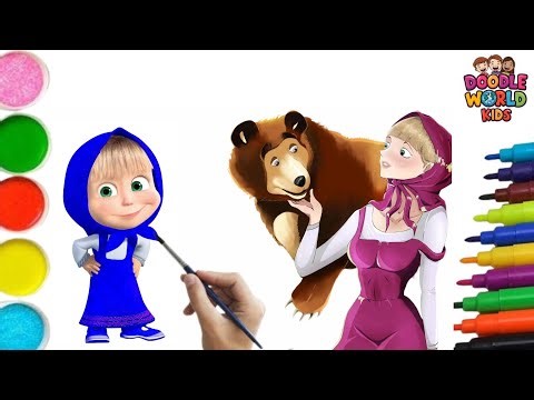 How to Draw Masha with Bear 🐻👧 | Easy Masha and the Bear Drawing for Kids | Doodle World Kids