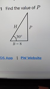 Find the value of P (perpendicular) in a right triangle where t... | Filo