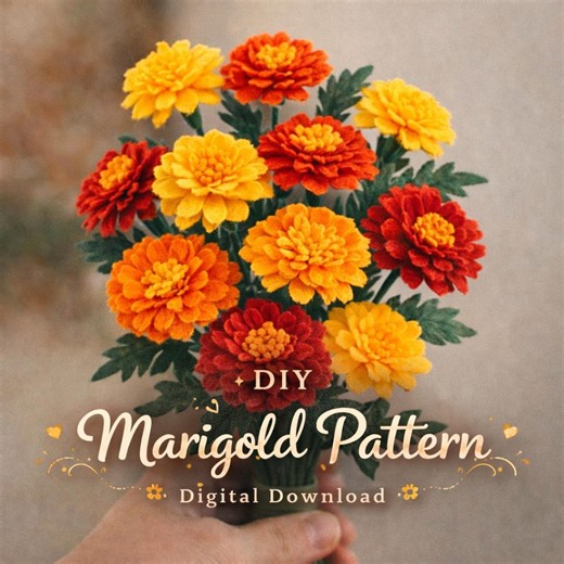 DIY Felt Marigold Pattern | Easy Flower Tutorial | Printable PDF Template | Handmade Bouquet Craft | Beginner Friendly Floral Pattern - Etsy