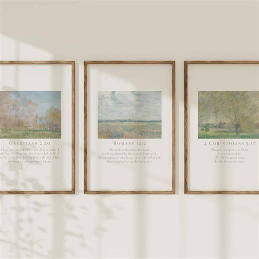 Spring Meadow Scripture Wall Art: Vintage Wildflower Landscape Printable Set of 3 (digital Download) - Etsy