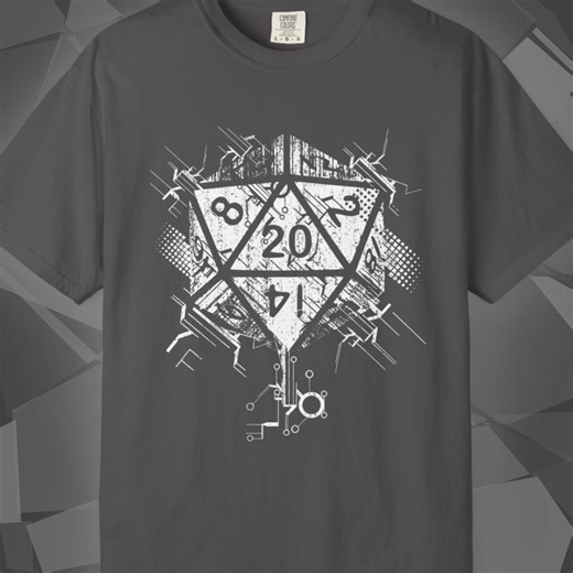 Digital d20 Dice Shirt | D&D RPG Graphic Tee | Tabletop Roleplay Gamer Gift