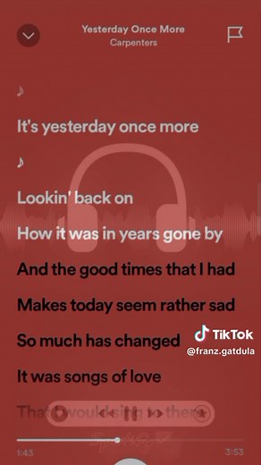 Yesterday Once More lyrics — Carpenters (full song lyrics)