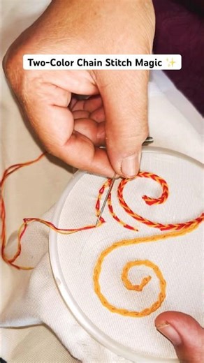Unique Chain Stitch Idea Using Two Threads #embroidery #art #handembroidery #diy #handmade #india