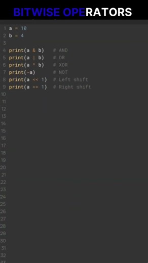 Bitwise Operators in Python #python #coding #trending #shorts #viral #subscribe