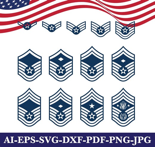 US Air Force Enlisted Rank Svg Vector, Cricut Ready (digital Download) - Etsy