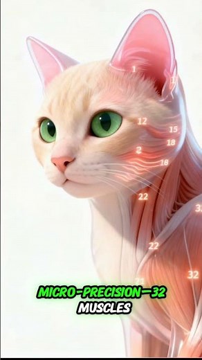 A cat has 32 muscles in its ear‼️