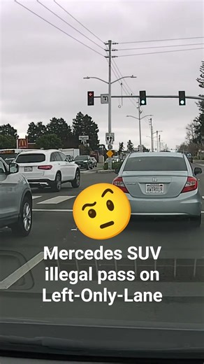 Benz SUV illegal pass on Left-Turn lane