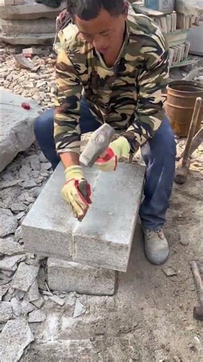 Shaping yellow rust stone with diamond cutting tools