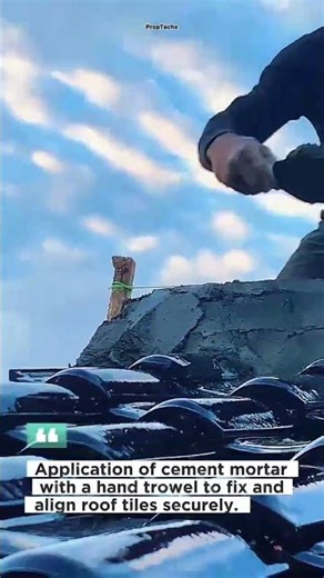 Roof Tile Mortar Fixing Process | Skilled Masonry #Roofing #Construction #Masonry