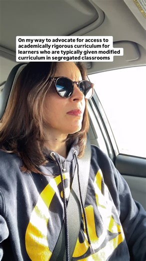 Lisa Wright IEP and 504 Coach on Instagram: "🔥 Presume Competence Nonspeaking 🚫 not able to learn #righttobelong #righttoeducation #disabilityrights #iepcoach #neurodiversityaffirming #fape #getcurious #listentononspeakers #presumecompetence #removebarriers #increaseaccess ID: Lisa is a white woman with medium length dark brown hair. She is wear a navy CAL hoodie and sunglasses as she’s driving looking straight ahead with the sun pouring in the window."