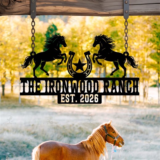 Custom Horse Ranch Metal Sign, Personalized Farm Gate & Barn Decor - Etsy