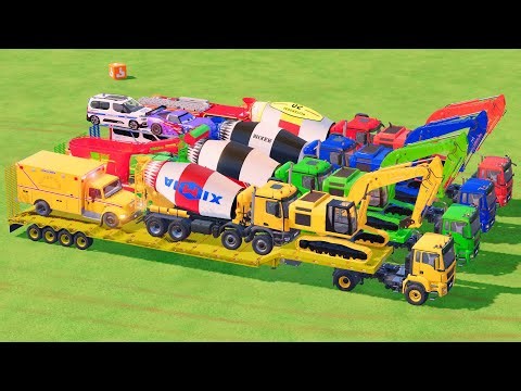 TRANSPORTING POLICE CARS, AMBULANCE, FIRE TRUCK, COLORFUL CARS WITH TRAIN - FARMING SIMULATOR 22 #21