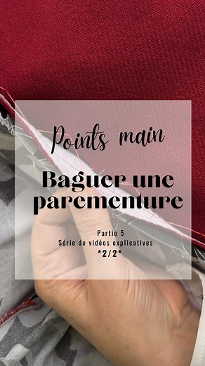Légende écrite #englishbelow⬇️ Baguer (ou glacer) la parementure et l’ourlet d’une veste, d’un manteau ou tout vêtement ayant des parementures. Baguer (ou glacer) permet de fixer discrètement une parementure et un ourlet à l’intérieur d’un vêtement doublé ou les parementures des vêtements non doublés, sans que les points ne soient visibles sur l’endroit. C’est une technique essentielle en couture tailleur pour assurer un beau tombé, éviter que la parementure ne bouge et définir parfaitement les 