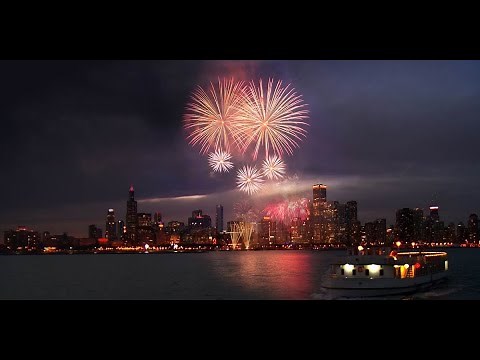Chicago Navy Pier - 4th of July Fireworks - From a Boat