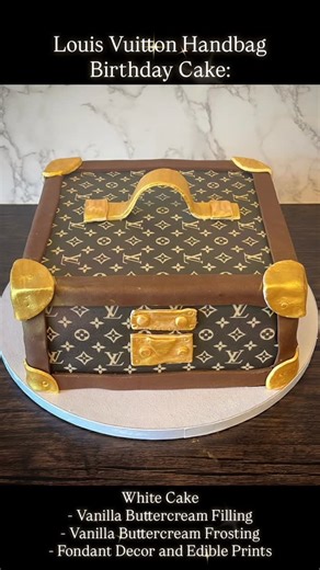 Lady Ray’s on Instagram: "Louis Vuitton Handbag Birthday Cake: - White Cake - Vanilla Buttercream Filling - Vanilla Buttercream Frosting - Fondant Decor and Edible Prints 🕰️ 8am-4pm Wednesday - Saturday 🕰️ 8am-2pm Sunday 📍 833 Harbor Blvd. Destin, Fl 🌐 Ladyrays.com #ladyrays #bakemydaybyladyray #coffee #cafe"